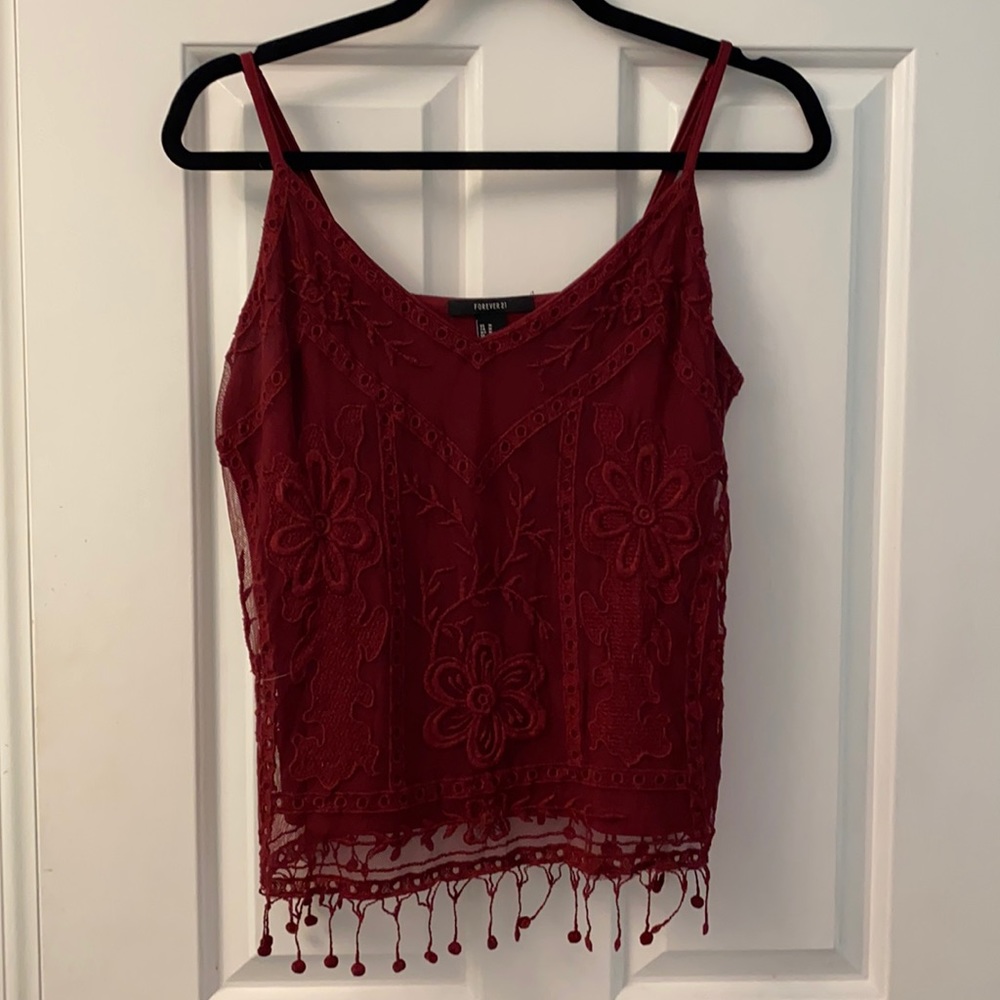 Forever 21 red lace tank